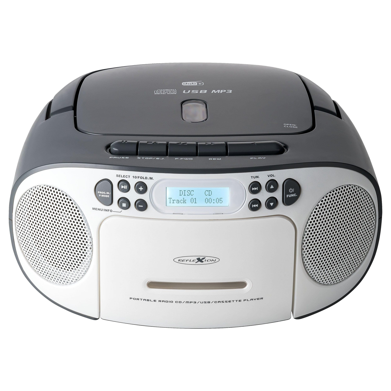 Reflexion Boombox CD-s rádió - Fehér/Kék (RCR2260DAB/BL)
