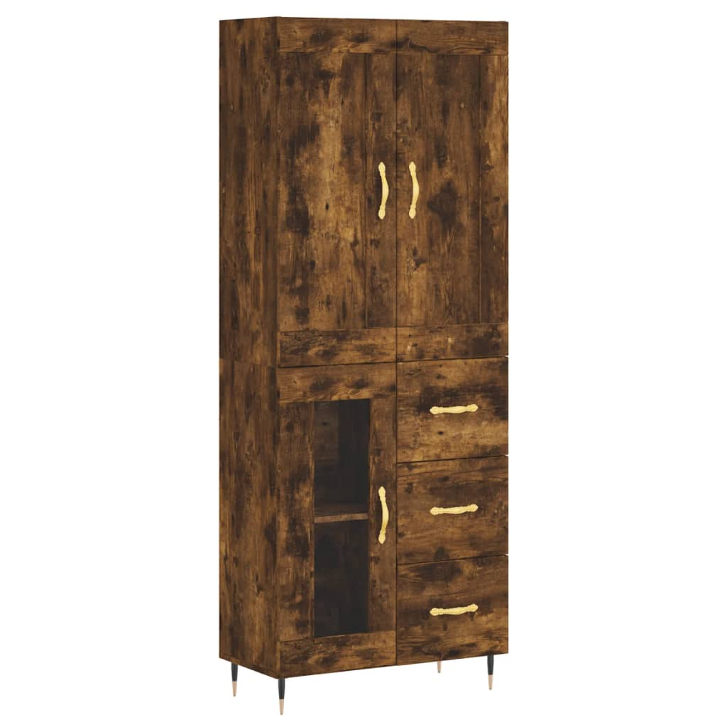 füstös tölgy színű szerelt fa magasszekrény 69,5 x 34 x 180 cm (3199926)