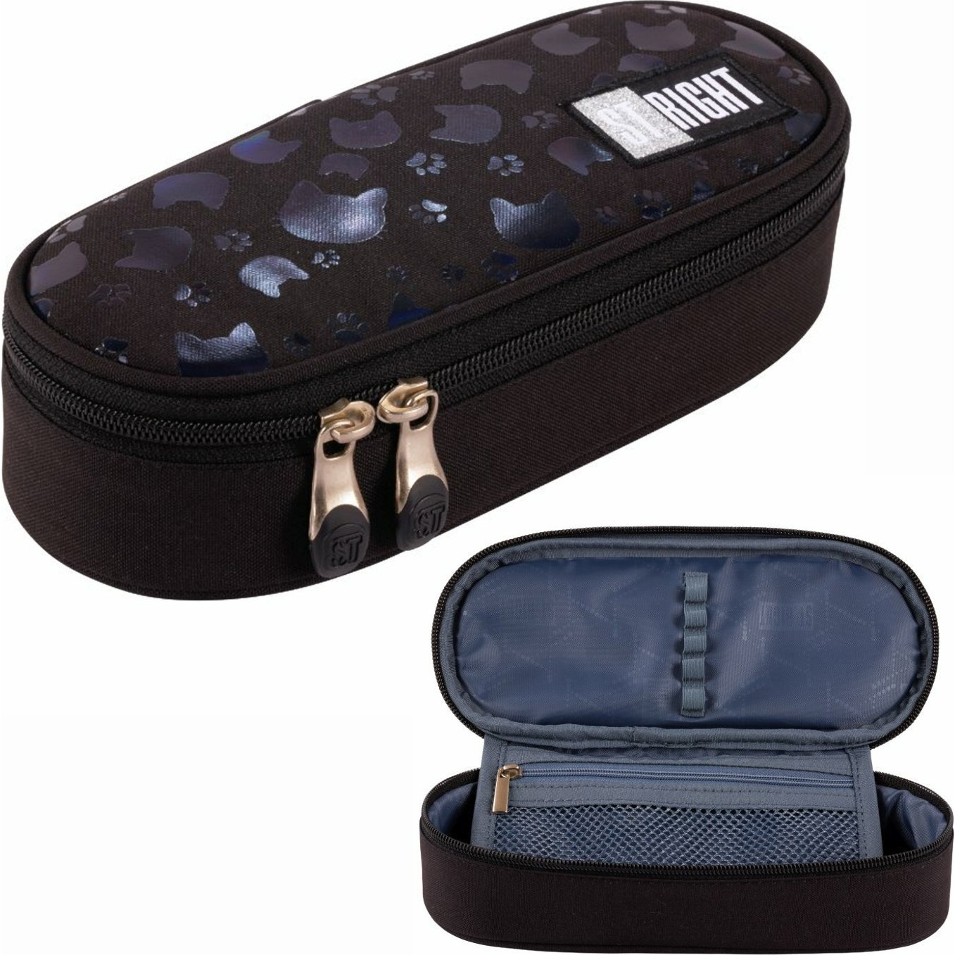 Majewski St. Right Ovális Cicás Tolltartó - Black Cats (5903235664601)