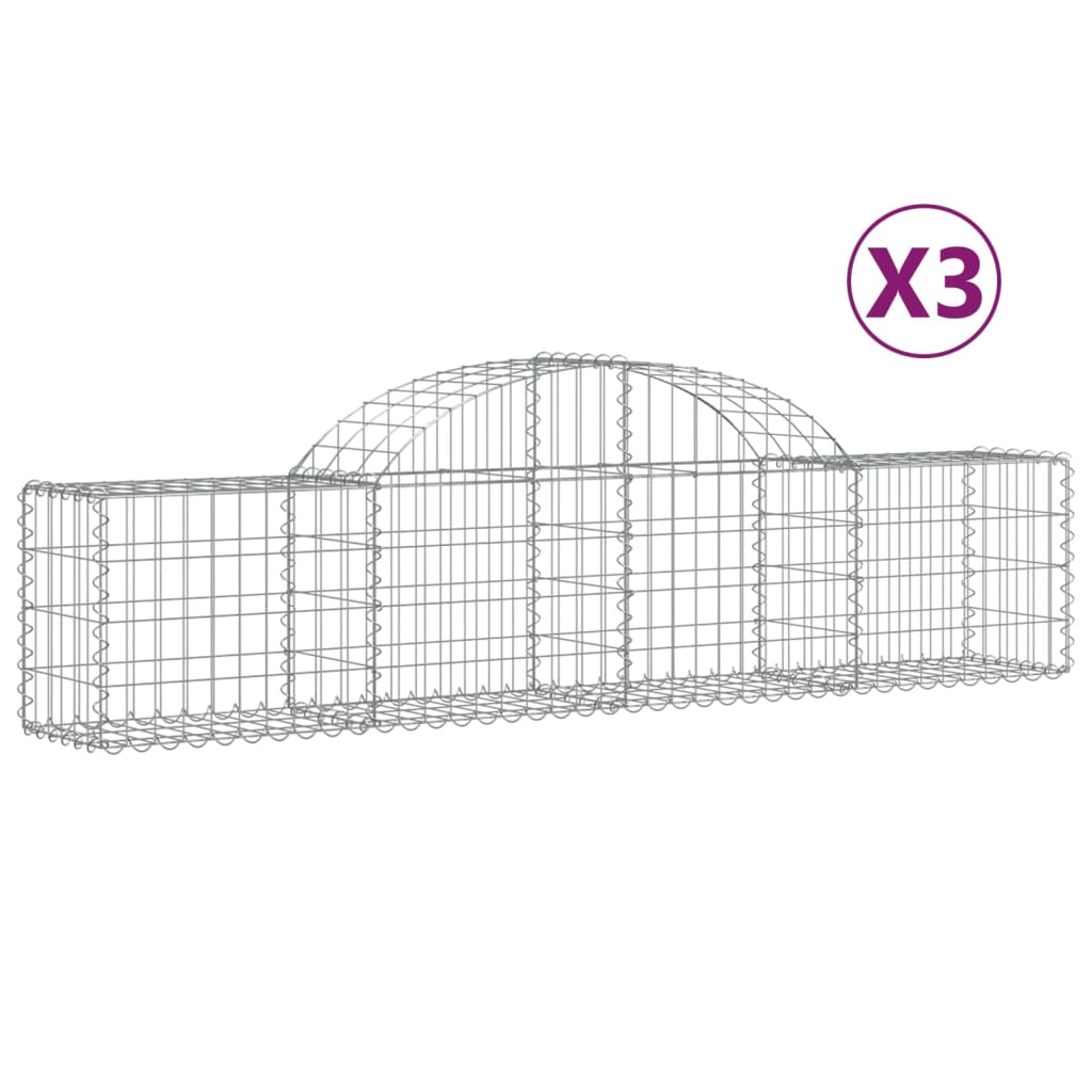3 db íves horganyzott vas gabion kosár 200x30x40/60 cm (3146048)