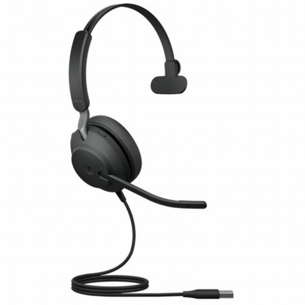 Jabra Evolve2 40, MS Mono Слушалки Жичен Лента за глава Офис/Център за обаждания USB Тип-A Bluetooth Черен