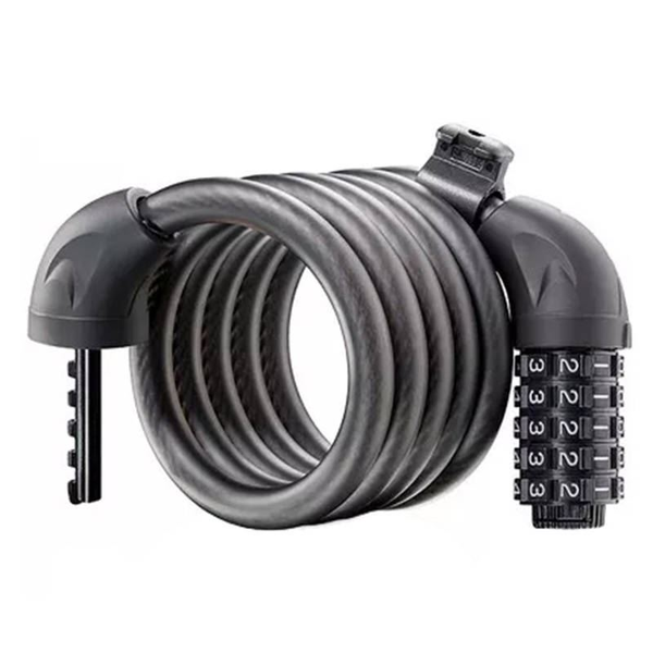 Ключалка за велосипед Rockbros L50115BK, С цифра, Дължина 150 см, Стомана, PVC, Мед, Черен