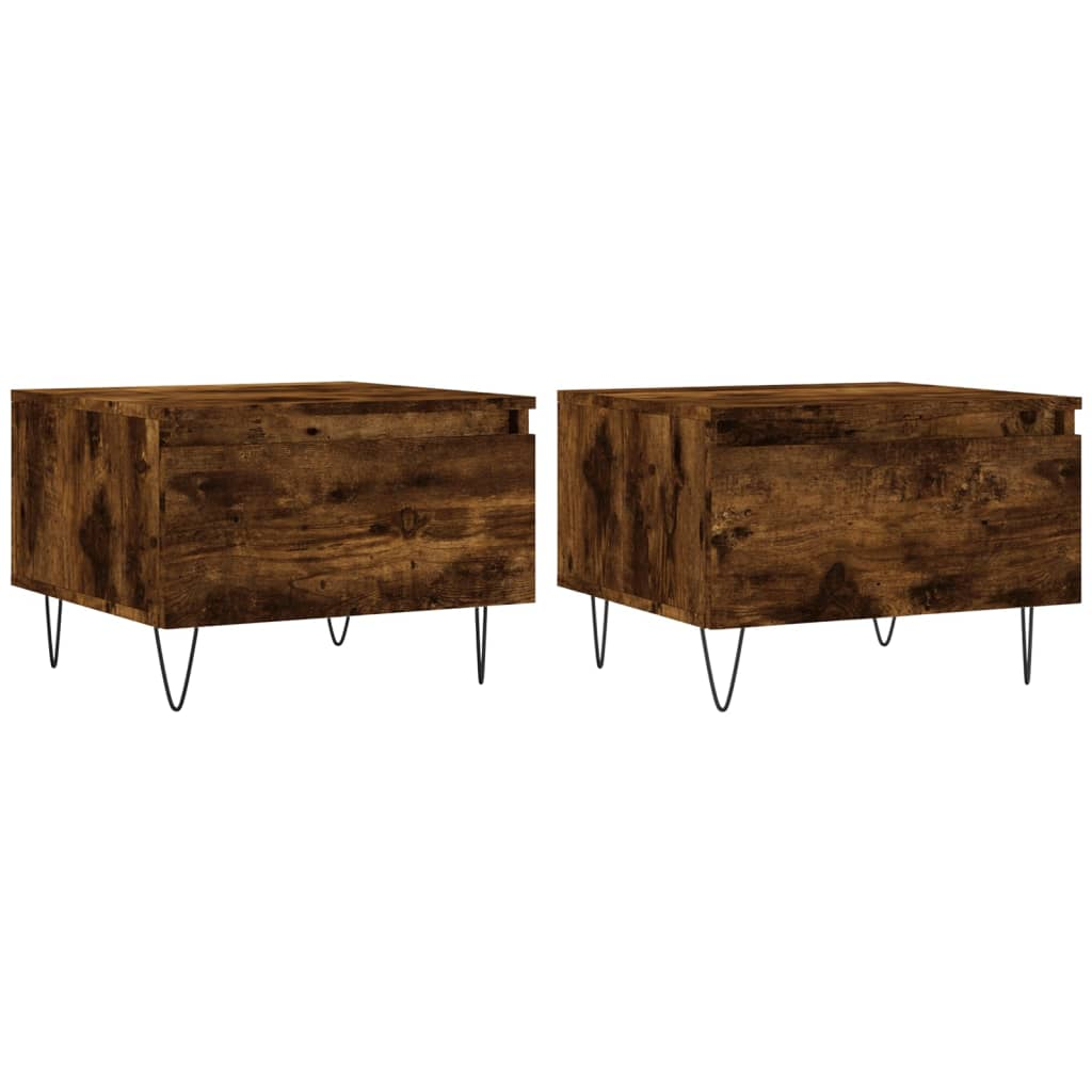 2 db füstös tölgy szerelt fa dohányzóasztal 50 x 46 x 35 cm (830871)