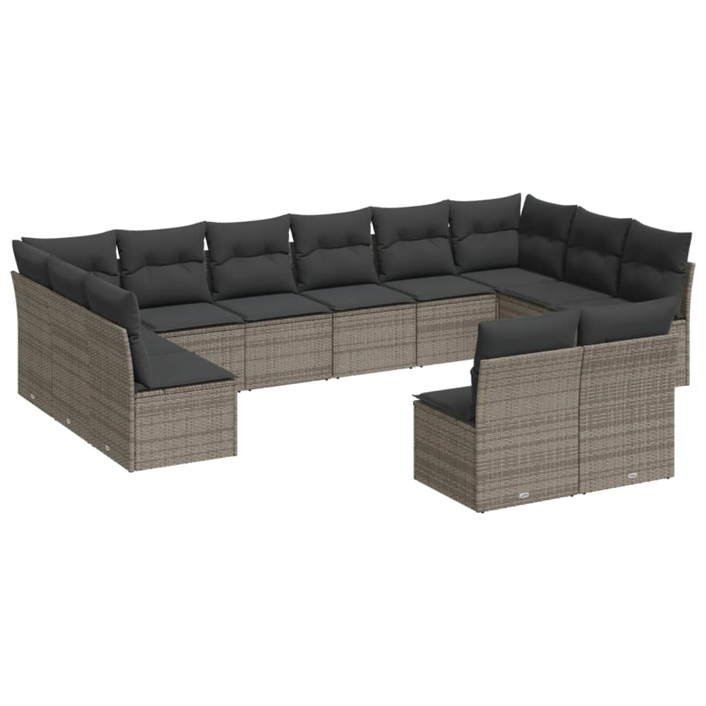 12 részes szürke polyrattan kerti ülőgarnitúra párnákkal (3218370)
