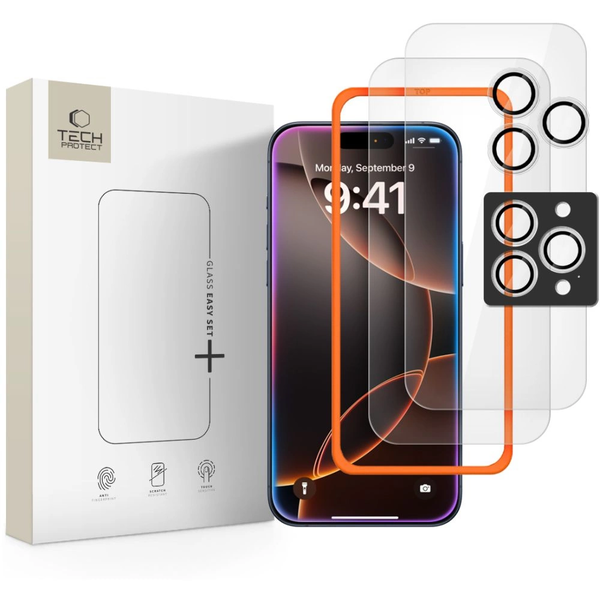 Tvrdené sklo Tech-protect pre Apple iPhone 16 Pro, iPhone 17 Pro 3 ks
