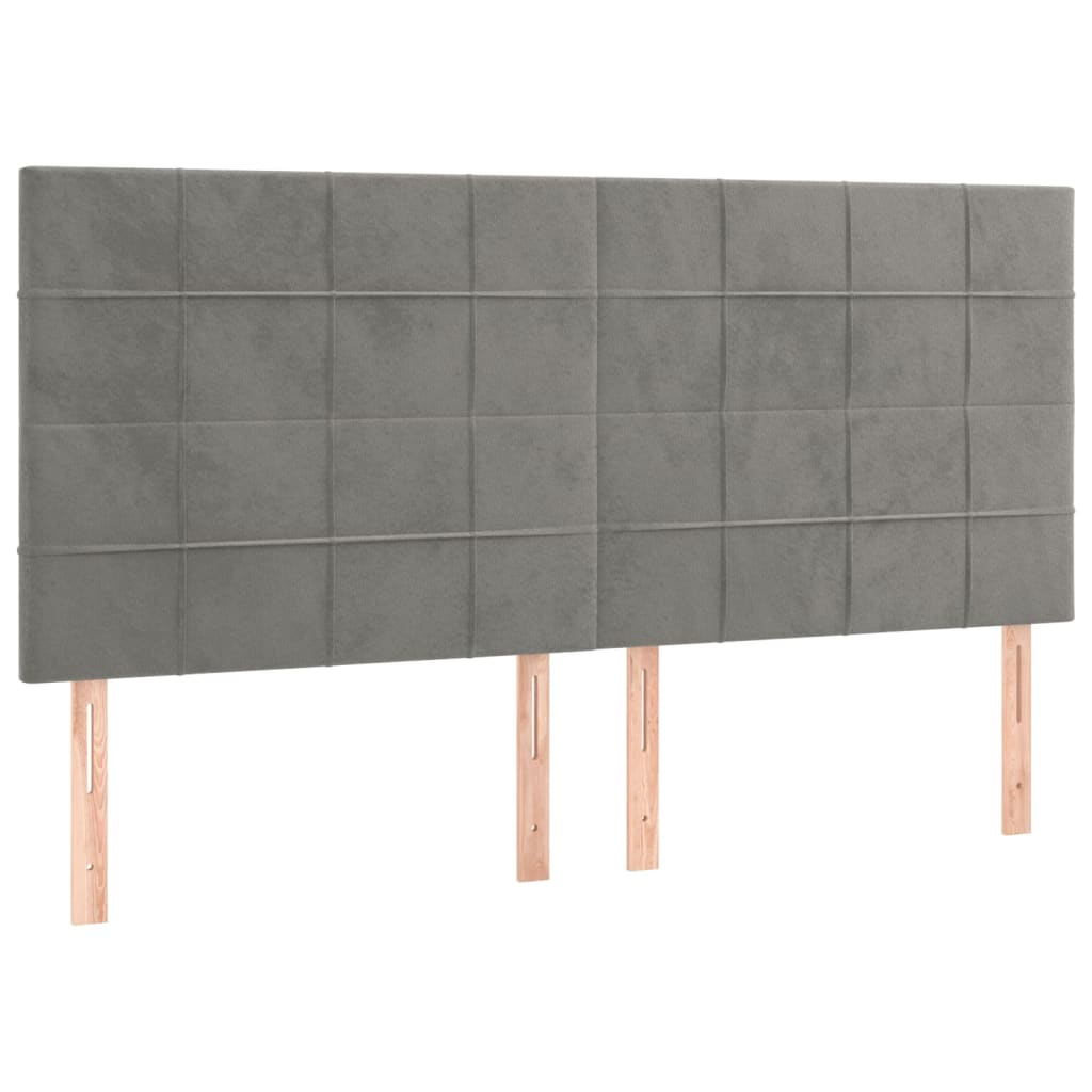 4 db világosszürke bársony fejtámla 80 x 5 x 78/88 cm (3116386)
