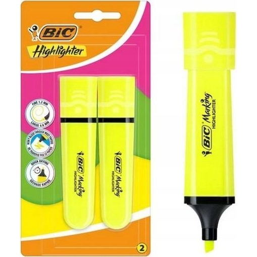  Teka Zakreslacz Flat żółty neon 2szt BIC