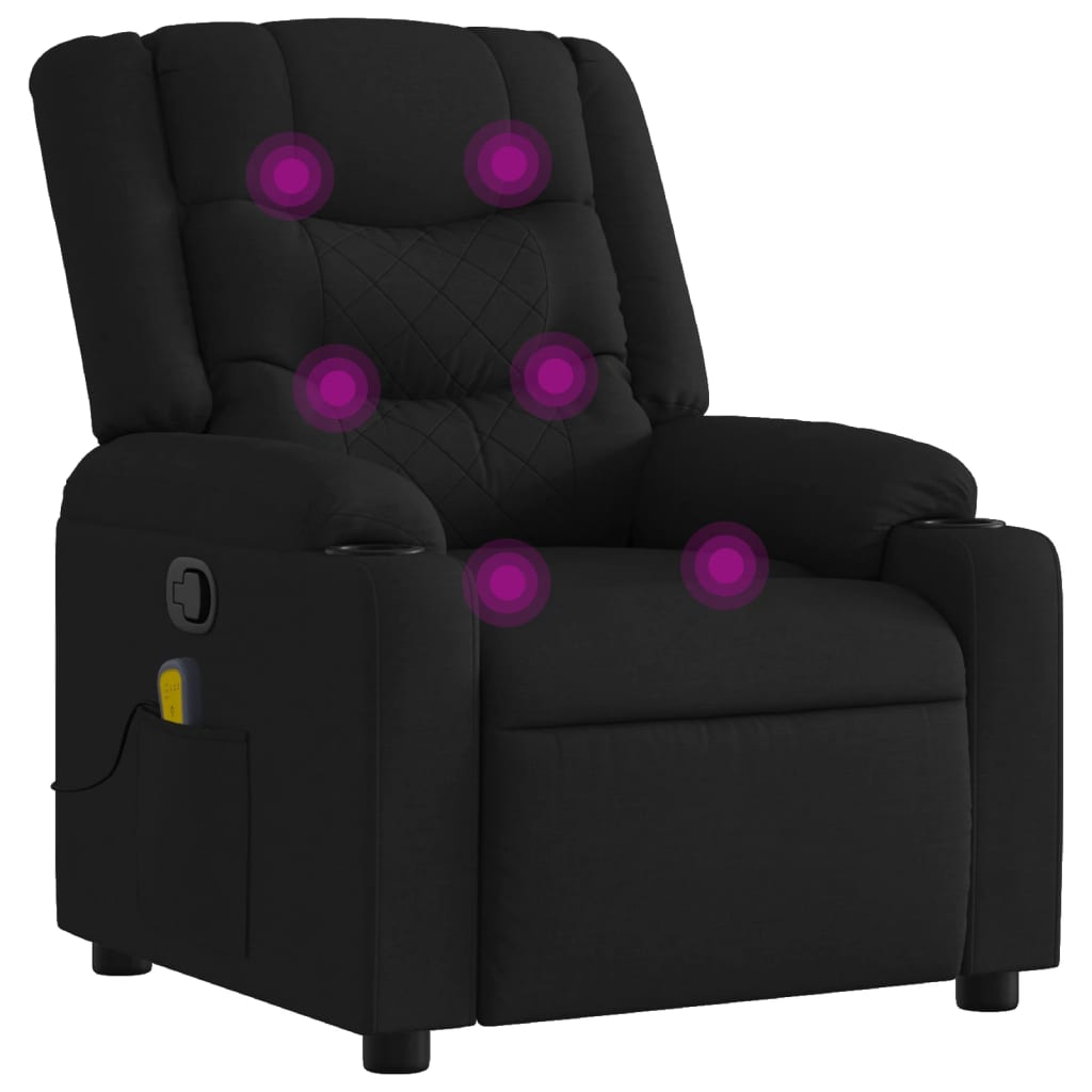fekete szövet dönthető masszázsfotel (374132)