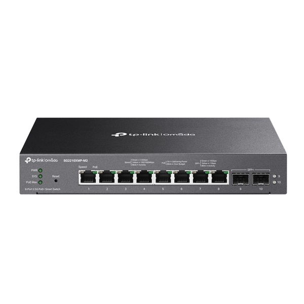 TP-Link Omada SG2210XMP-M2 switch-uri Gestionate L2/L2+ 2.5G Ethernet (100/1000/2500) Power over Ethernet (PoE) Suport Montare pe Birou/Pe-Perete Negru