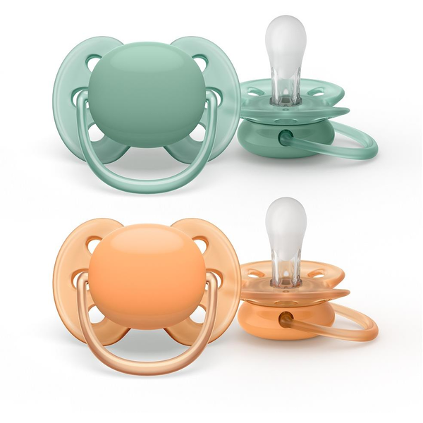 Philips AVENT SCF091/03 бебешки биберон Ултра мека залъгалка Ортодонтски Силикон Зелен, Оранжев