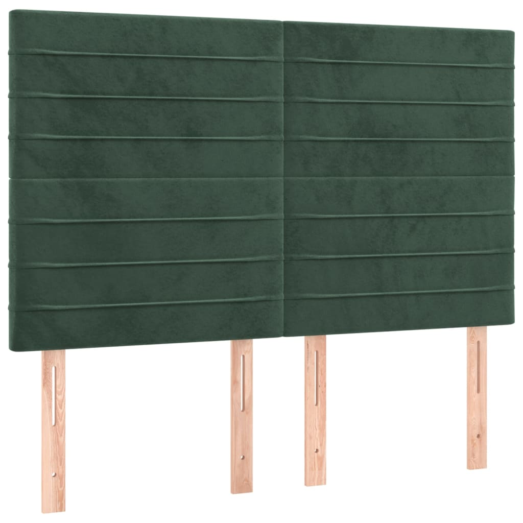 4 db sötétzöld bársony fejtámla 72 x 5 x 78/88 cm (3116523)