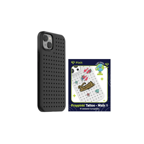 Pinit Dynamic + Tattoo tok készlet iPhone 14 Plus / 15 Plus 6.7" készülékhez fekete