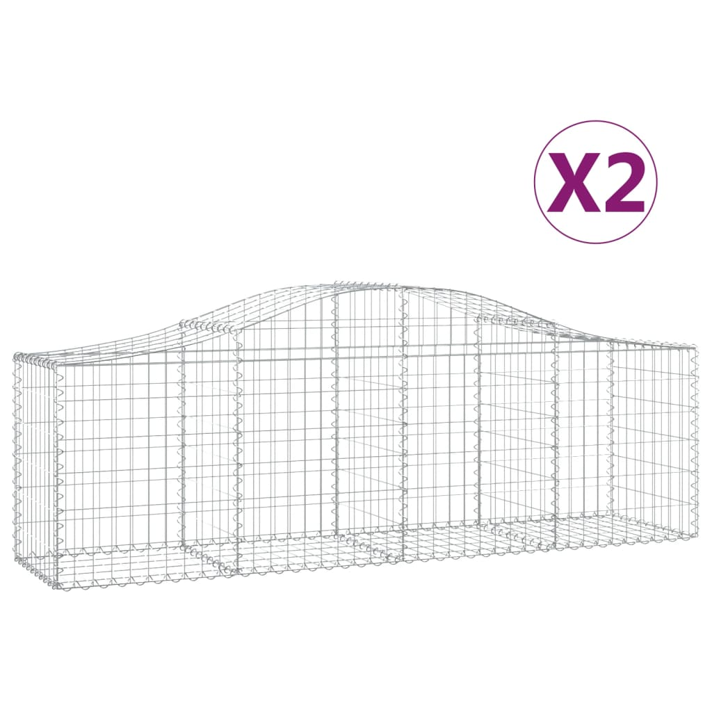 2 db íves horganyzott vas gabion kosár 200x50x60/80 cm (3145598)