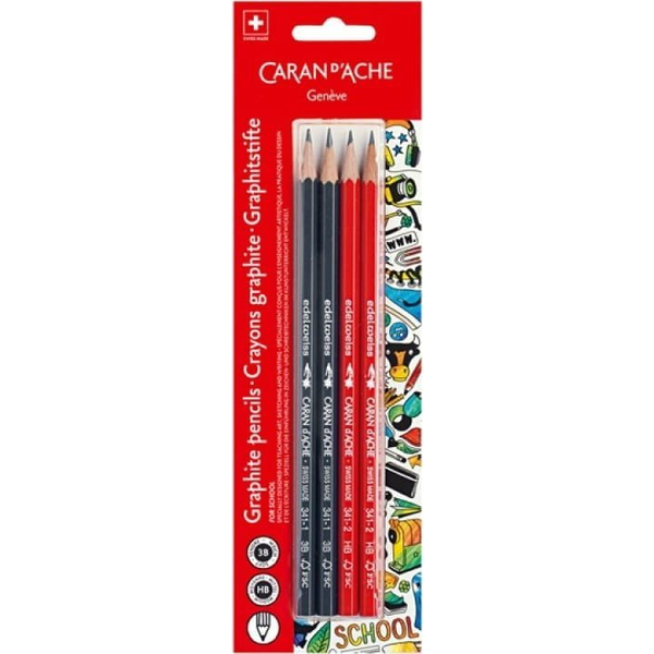 Lapiz Grafito Caran D'ache Linea Escolar Fsc Blister 2 Unidades Hb Y 2 Unidades 3b