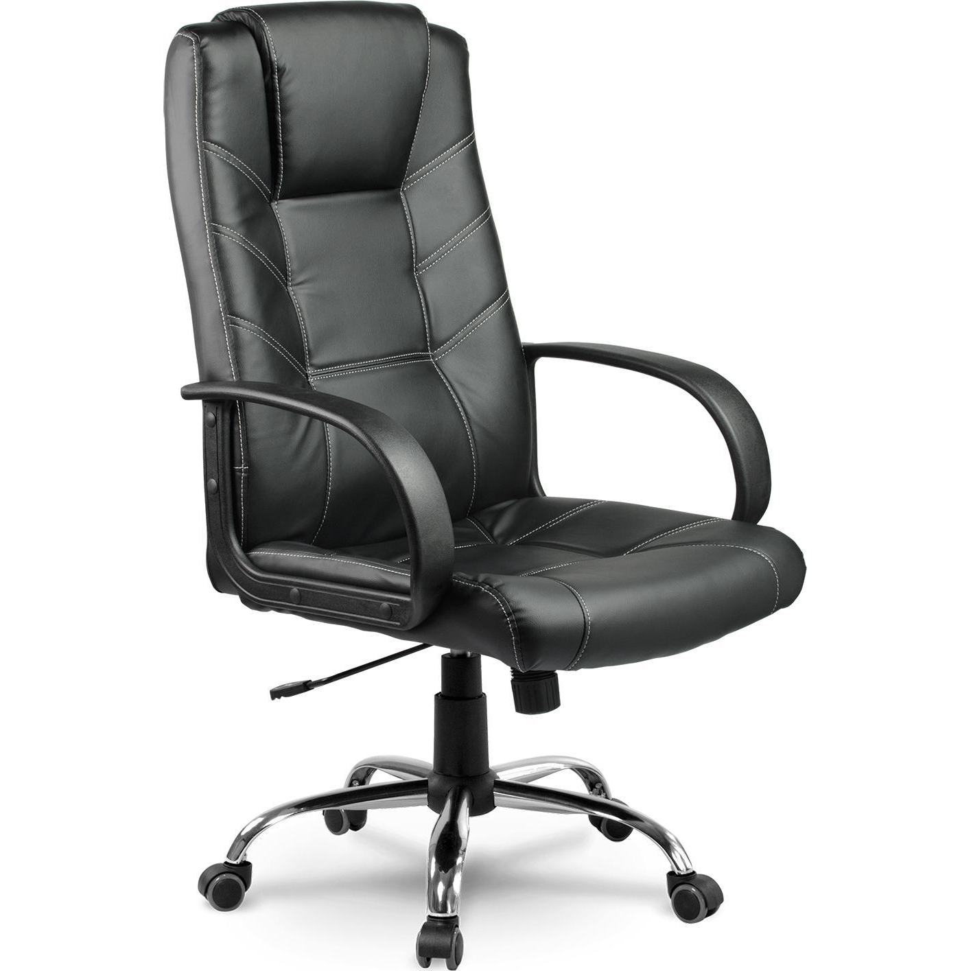 Irodai szék, Sofotel EG-221, fekete, 45-55 cm ülésmagasság, 106116 cm, műbőr kárpit, Tilt hintamechanika, krómozott talp, gumírozott kerekek (2210)