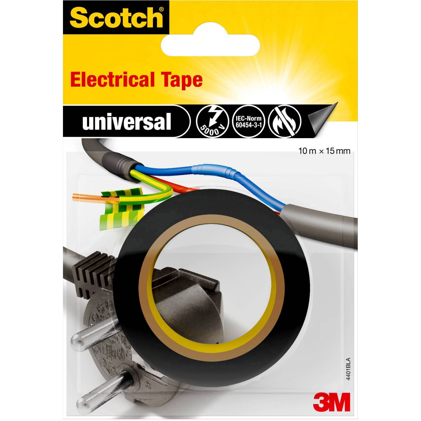 3M Universal 4401BLA szigetelőszalag, fekete, 10 m x 15 mm (4401BLA)