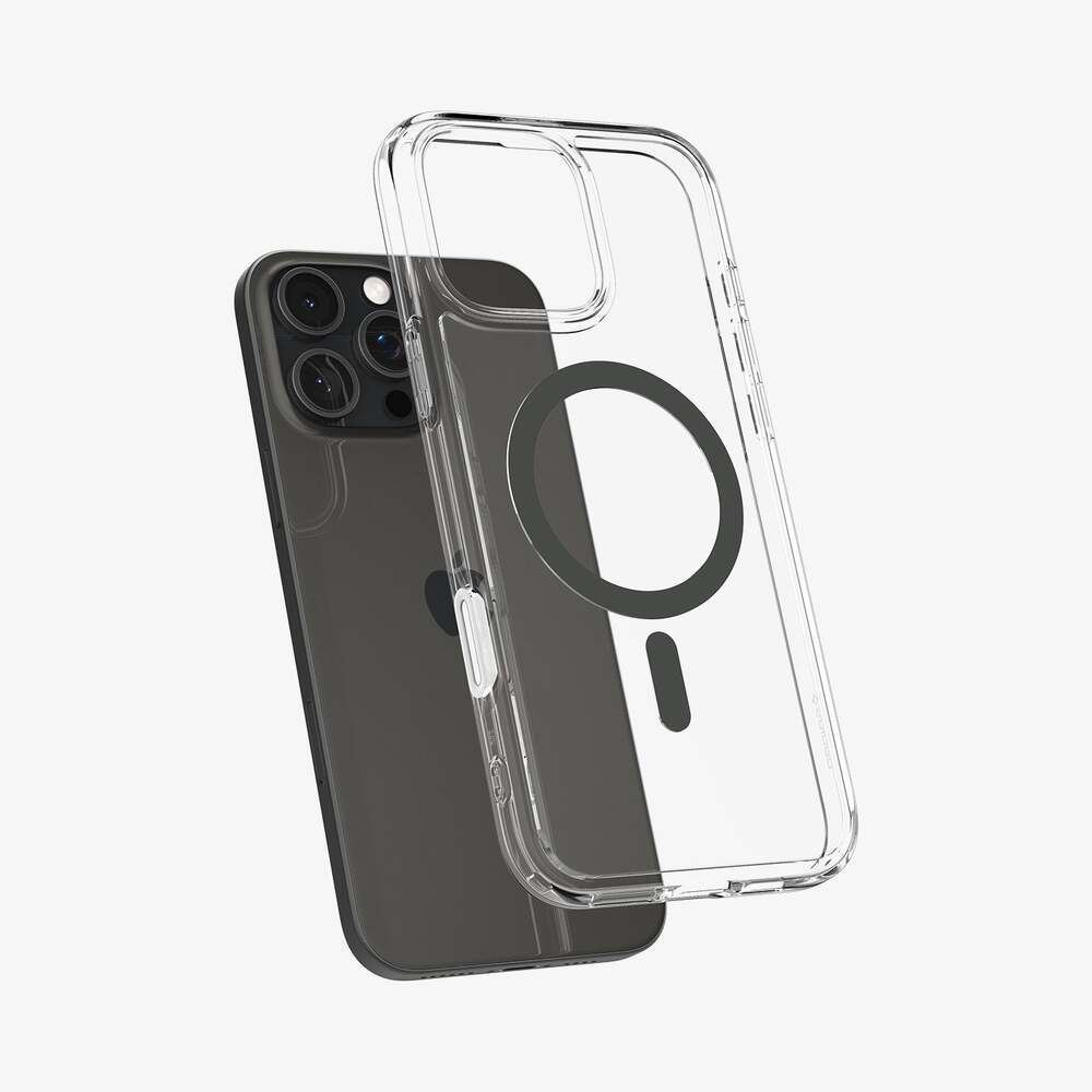 Spigen Ultra Hybrid T (MagFit) iPhone 16 Pro Max átlátszó tok grafiszínű gyűrűvel (ACS08506) (ACS08506)