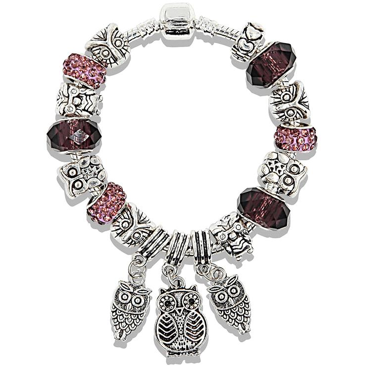 Silver Star karkötő - lila bagoly-1 - 20cm (6924)