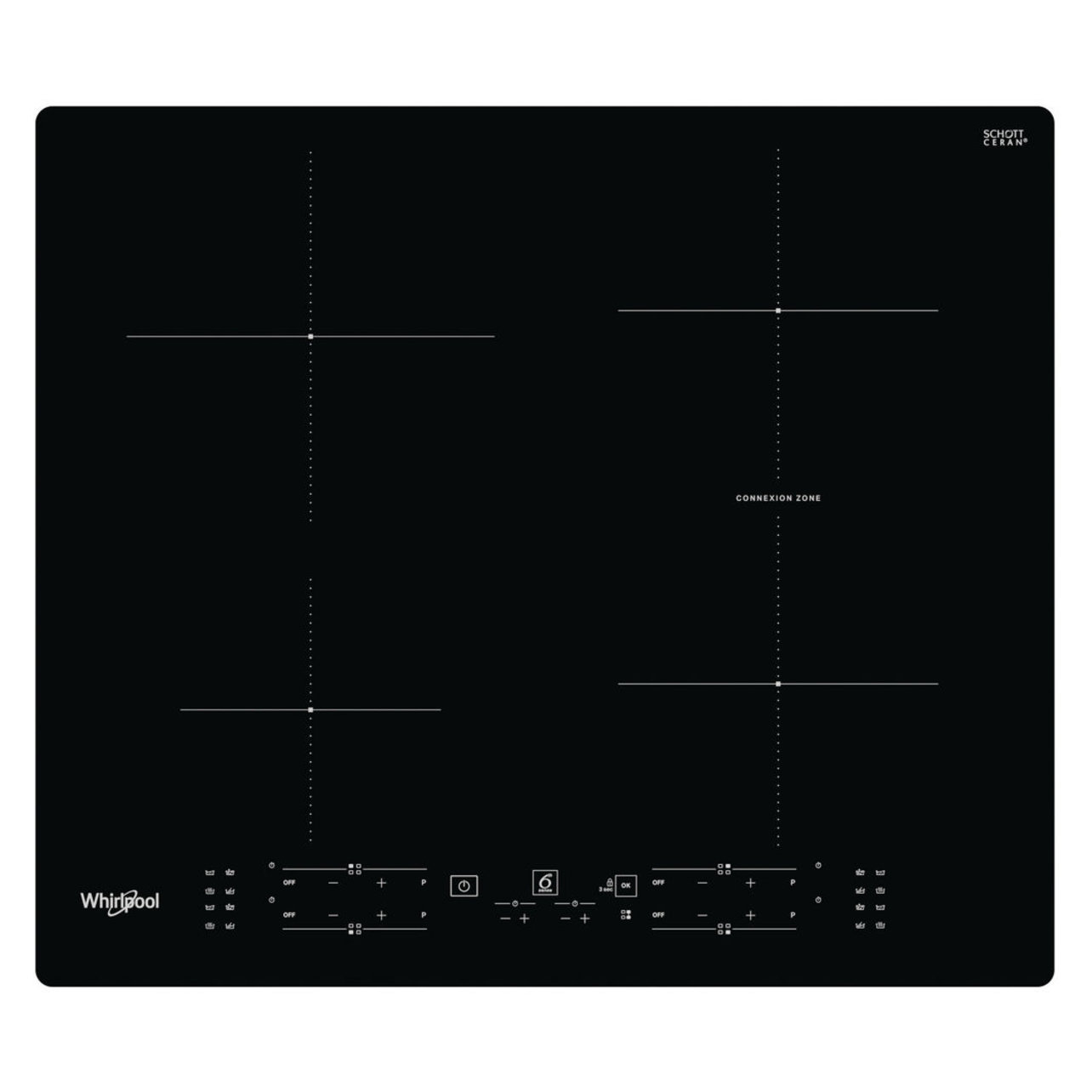 Whirlpool WB B8360 NE Fekete Beépített 59 cm Zónás indukciós főzőlap 4 zóna (WB B8360 NE)