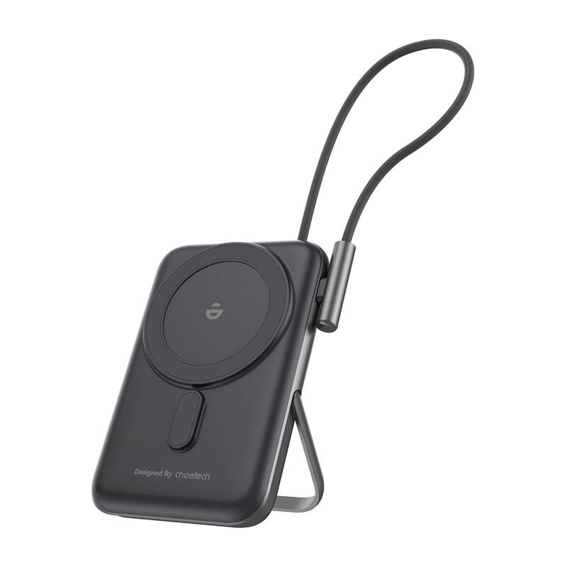 Magnetic Powerbank Choetech B735 10000mAh 20W PD + USB-C cable (black) (B735 BLACK)