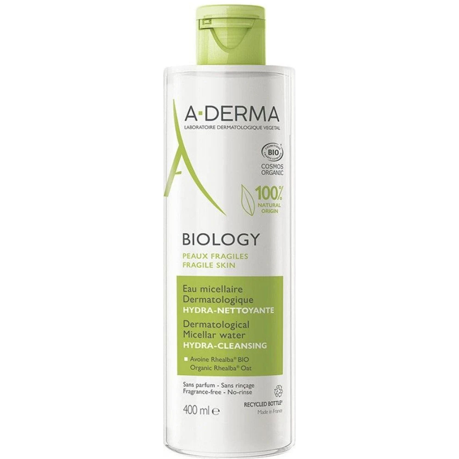 A-DERMA BIOLOGY Bőrgyógyászati micellás víz hidratáló-tisztító 400 ml (3282770146578)