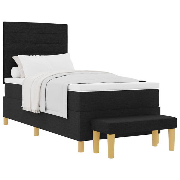 Boxspring Ágy Matrac és Pad Fekete 90x190 cm Szövet