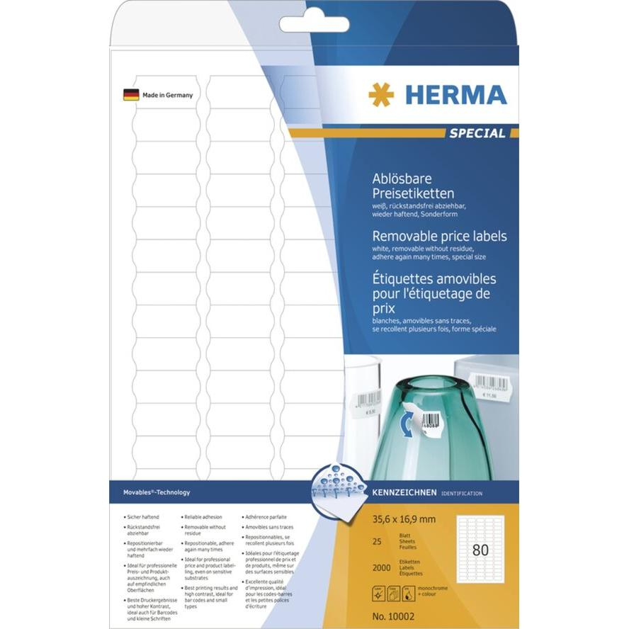HERMA Preisetik. A4 weiß 35,6x16,9 mm ablösb Papier 2000 St. (10002) (10002)