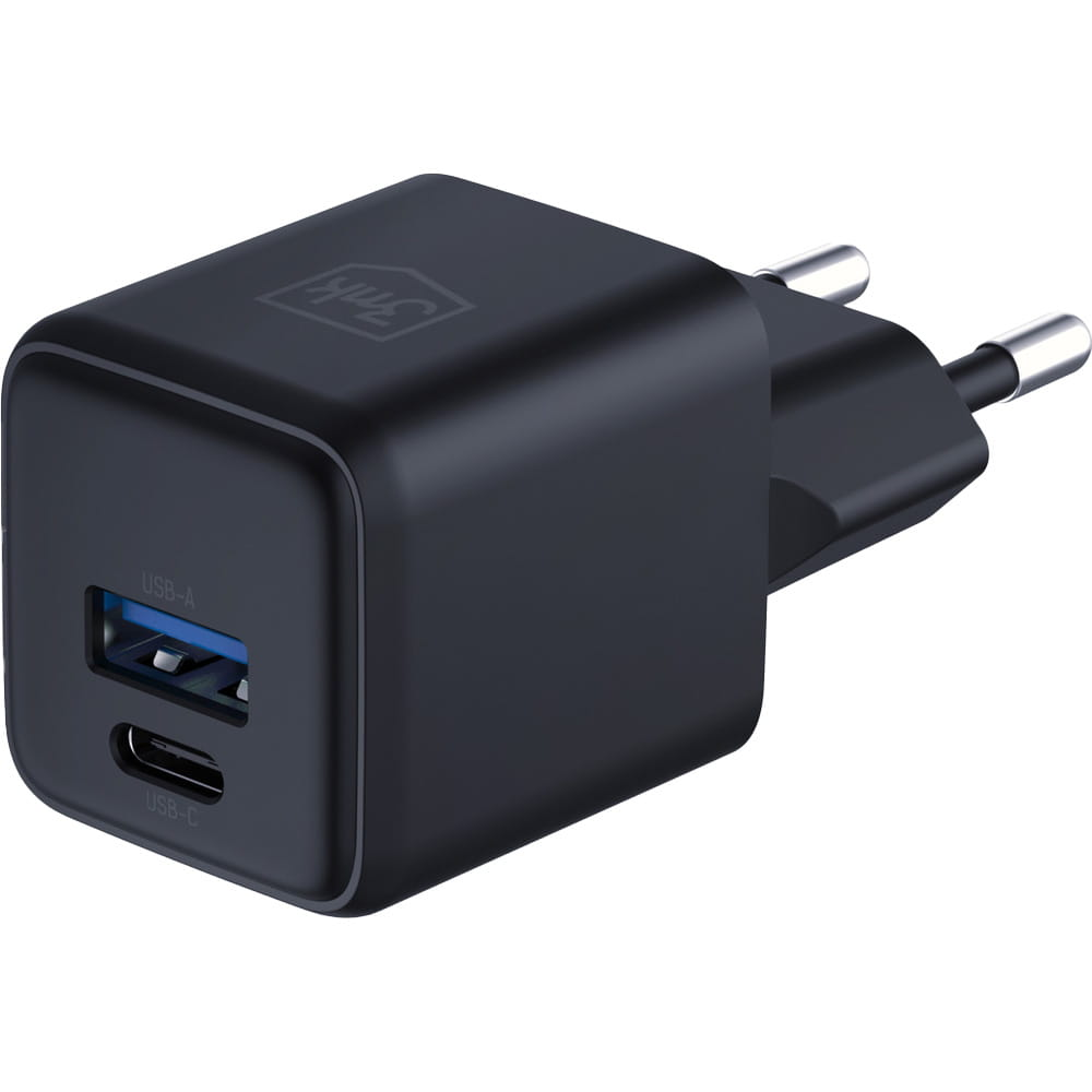 3mk Hyper GaN USB Type-A / USB Type-C Hálózati töltő adapter 20W - Fekete (5903108640091)