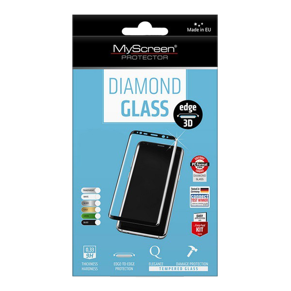 MYSCREEN DIAMOND GLASS EDGE протекторно стъкло за екран (3D пълно покритие, извито, устойчиво на надраскване, 0,33 mm, 9H) ЧЕРНО [Samsung Galaxy S20 5G (SM-G981U)]