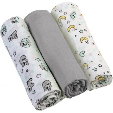 BabyOno textilpelenka - szürke (3 db) (ON-1594)