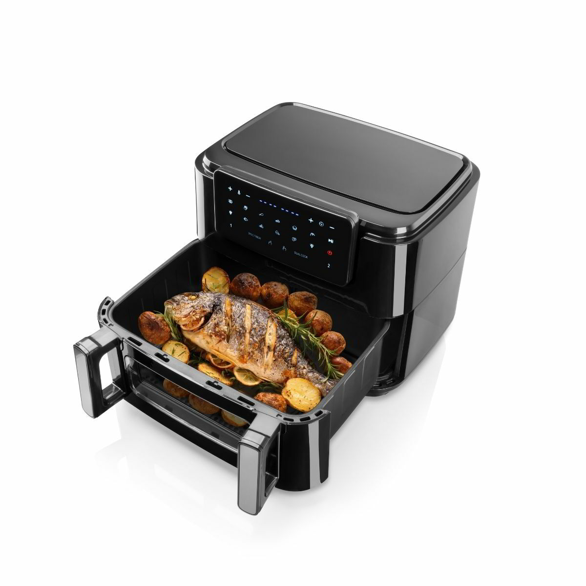 Haeger AF-D10.010A Super Cook AirFryer Forrólevegős sütő 2x5L 2600 Watt - Fekete (AF-D10.010A)