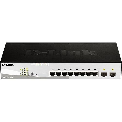 D-Link DGS-1210-08P Managed L2 Gigabit Ethernet (10/100/1000) Power over Ethernet (PoE) Zwart