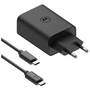 Мрежово зарядно Motorola TurboPower 50W, Port Dual USB (Type-C + USB-A), Включен кабел USB Type-C (1.5 м), Черен