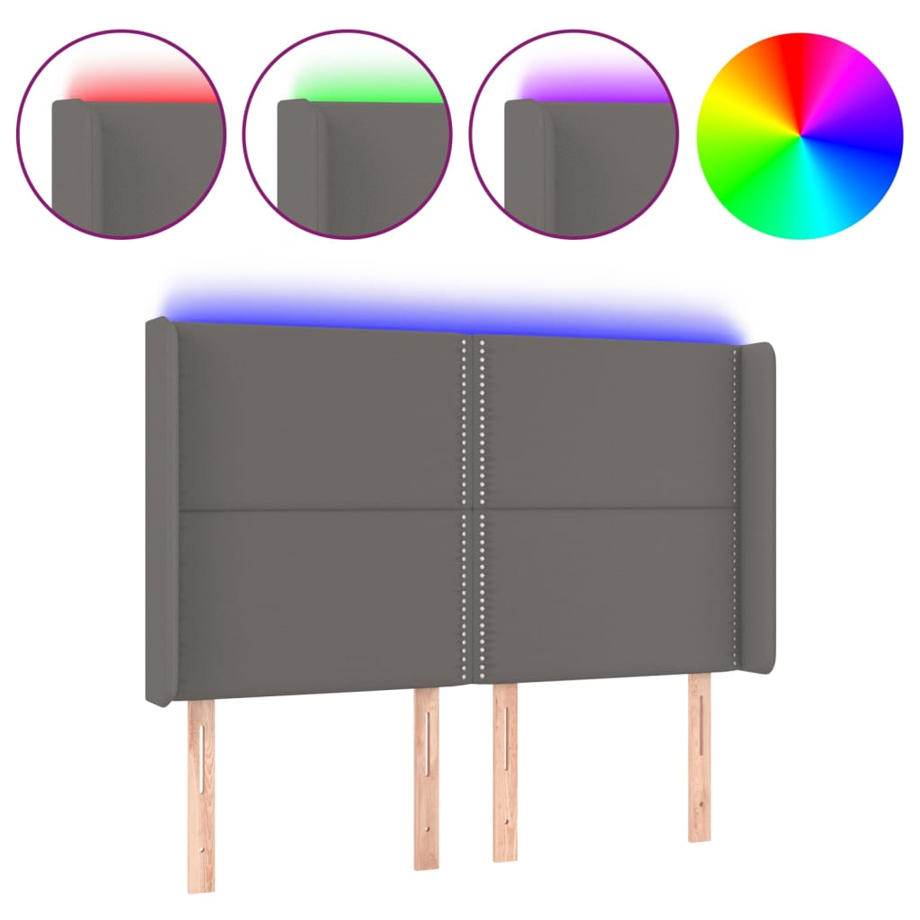 szürke műbőr LED-es fejtámla 147x16x118/128 cm (3124002)