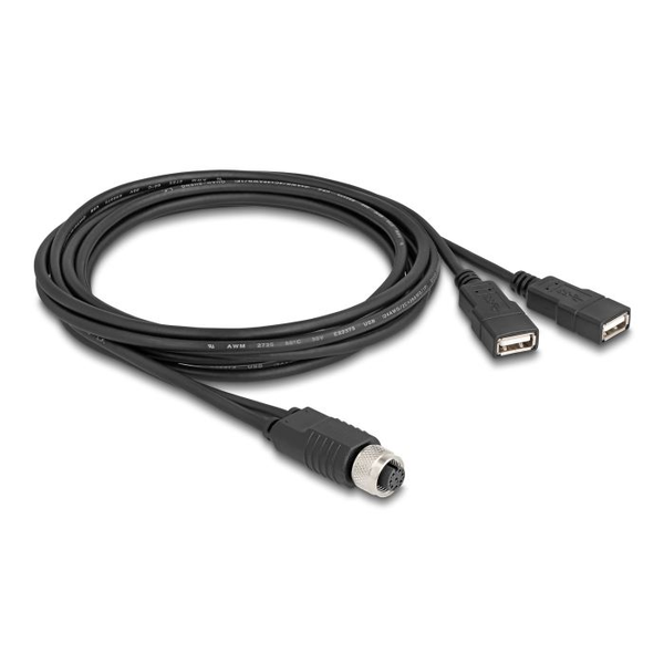 Sériový kabel M12 8pin - 2x USB 2.0 5m Delock 60291