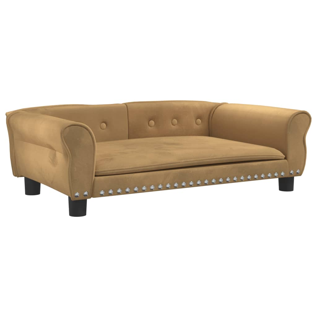 barna bársony kutyaágy 95x55x30 cm (171815)