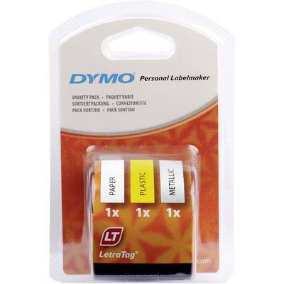 DYMO feliratozószalag készlet LetraTag, 12mm, fehér,sárga,ezüst/fekete, S0721800 (S0721800)