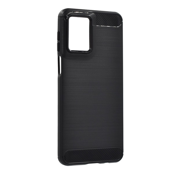Szilikon telefonvédő (ütésállóság, légpárnás sarok, szálcsiszolt, karbon minta) FEKETE Motorola Moto G55 5G (XT2435) "Gigapack csomagolás" (GP-162762)