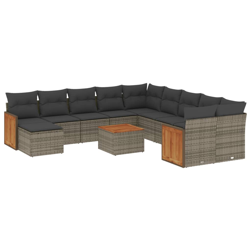 12 részes szürke polyrattan kerti ülőgarnitúra párnákkal (3260660)