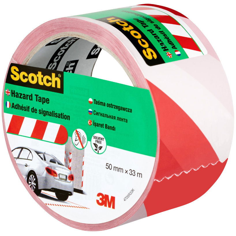 Scotch ragasztószalag biztonsági jelöléshez, 50 mm × 33 m, piros-fehér (7100181226)
