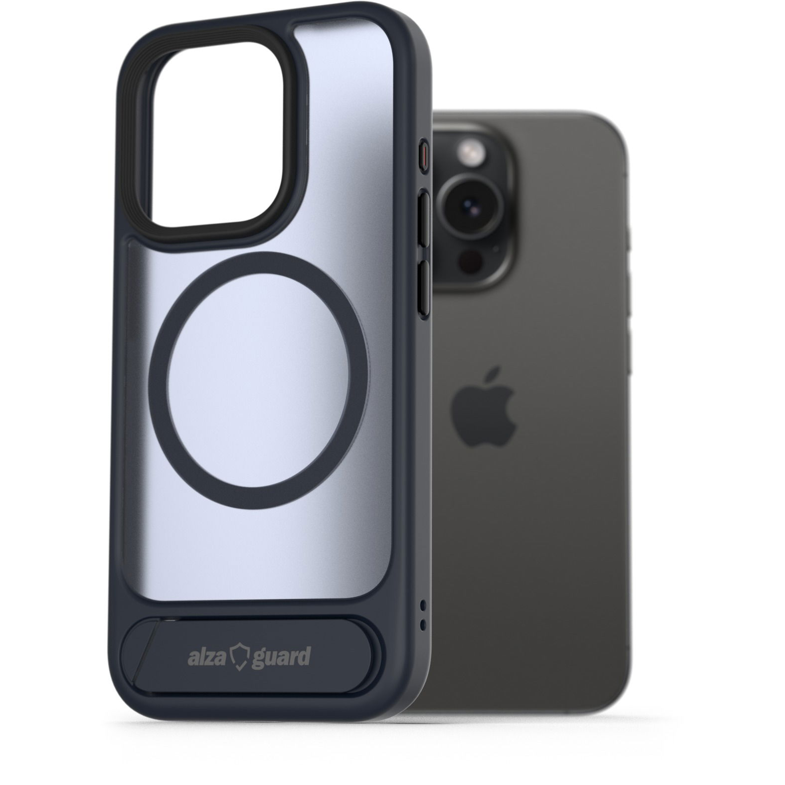 AlzaGuard Matte Case with Stand Compatible with MagSafe for iPhone 15 Pro Max sötétkék tok (AGD-PCH00019D)