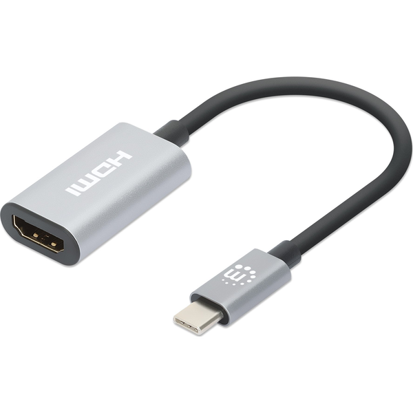 Manhattan 153973 videokabel adapter 0,11 m USB Type-C HDMI Grå