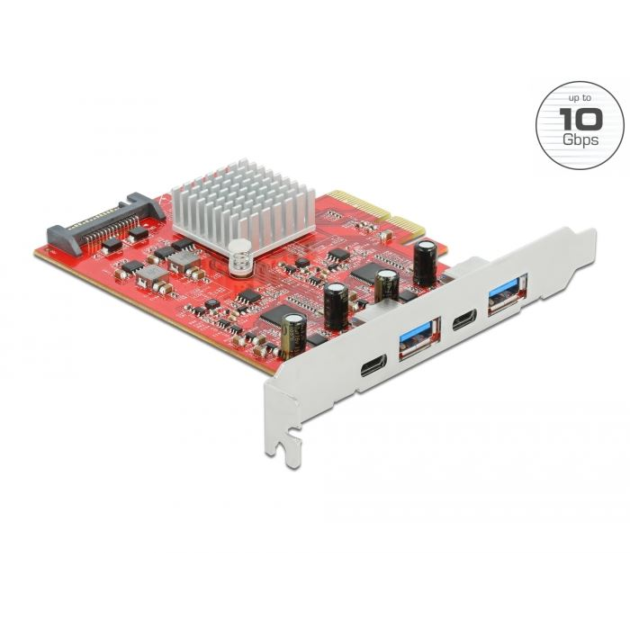 Delock PCI Express x4 kártya - 2xUSB-A 3.2 Gen 2 + 2xUSB-C 3.2 Gen 2 (89041) (del89041)