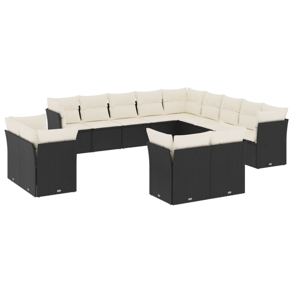 13 részes fekete polyrattan kerti ülőgarnitúra párnákkal (3250385)