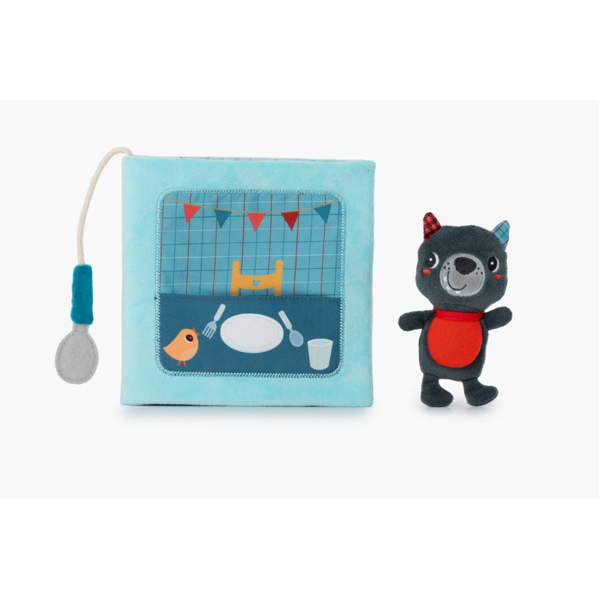 Lilliputiens Textil könyv és ujjbáb - Enni tanuló Louis farkas (9782390590361)