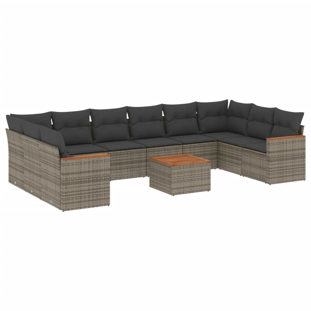 11 részes szürke polyrattan kerti ülőgarnitúra párnákkal (3258735)