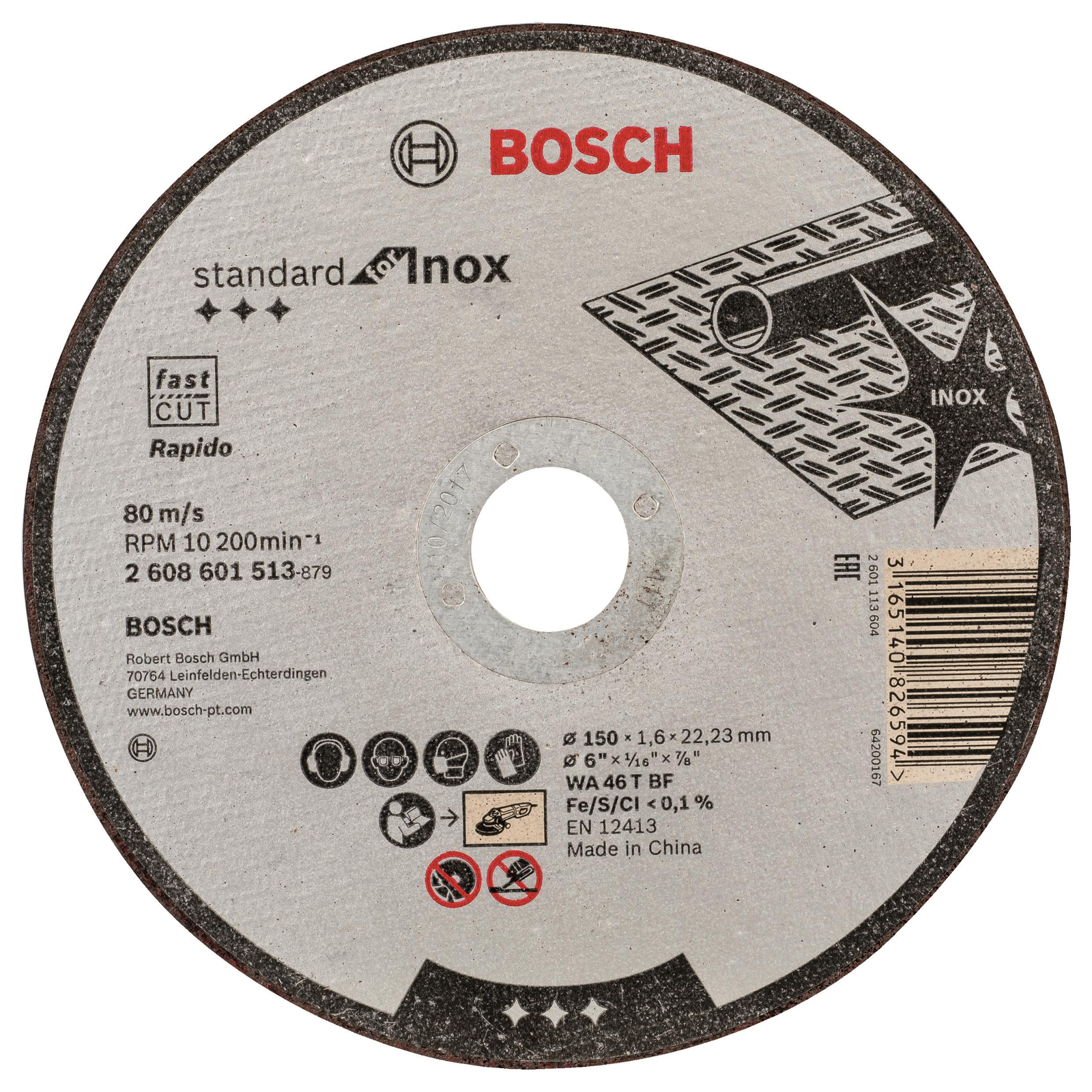 BOSCH 2608601513 Standard for Inox vágókorong, egyenes (2.608.601.513)
