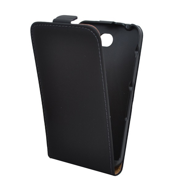 Tok álló, bőr hatású (FLIP, lefelé nyíló) FEKETE [Sony Xperia E4 (E2105)] (5996457529902)