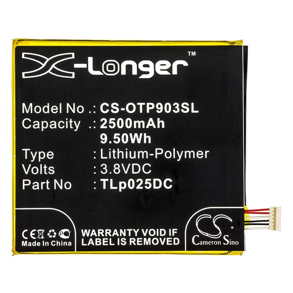 Cameron Sino Li-Polymer akku (3.8V/2500mAh, Alcatel TLp025D2 kompatibilis) FEKETE Alcatel Pixi 4 6 (OT-8050D) (CS-OTP903SL)