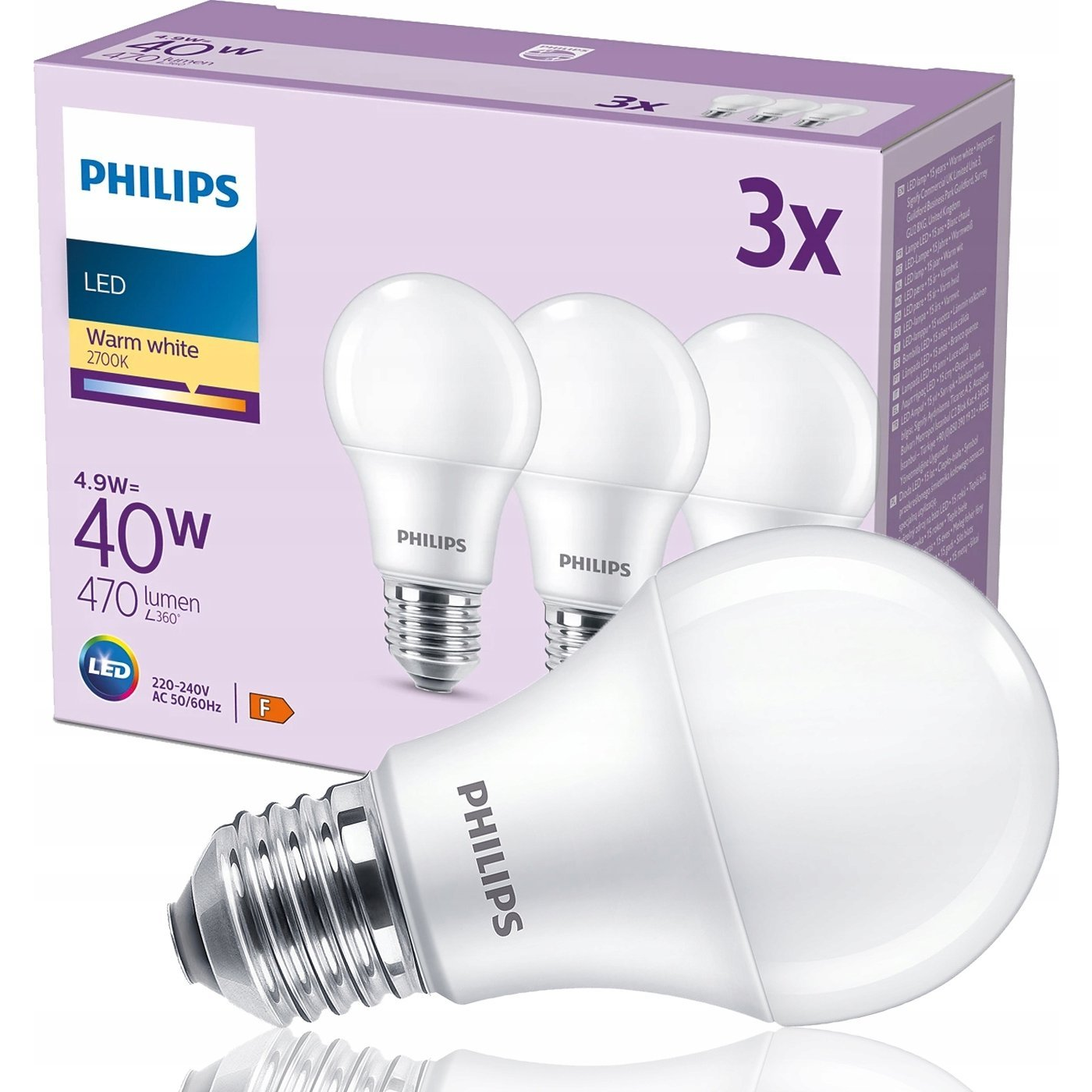 Philips 8719514459458 LED lámpa Meleg fehér 2700 K 4,9 W F (929003540253)
